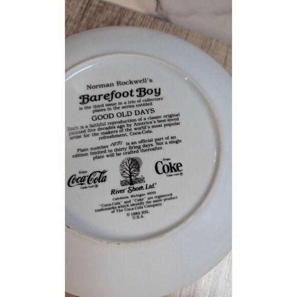 Norman Rockwells Barefoot Boy Collectors Plate Coca-Cola Limited Edition 1992 - Picture 7 of 9